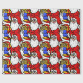 Weihnachtsmann mit Menorah Weihnachtsgeschenk Wrap Geschenkpapier (Flach)