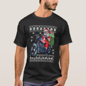 Weihnachtsmann mit Motorrad-Weihnachtsbaum T-Shirt (Vorderseite)