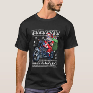 Weihnachtsmann mit Motorrad-Weihnachtsbaum T-Shirt