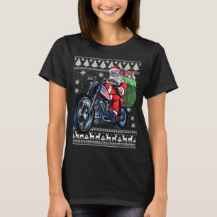 Weihnachtsmann mit Motorrad-Weihnachtsbaum T-Shirt