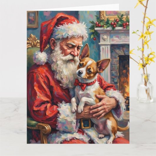 Weihnachtsmann mit Papillon-Weihnachtskunst Karte (Gelbe Blume)