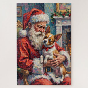 Weihnachtsmann mit Papillon-Weihnachtskunst Puzzle