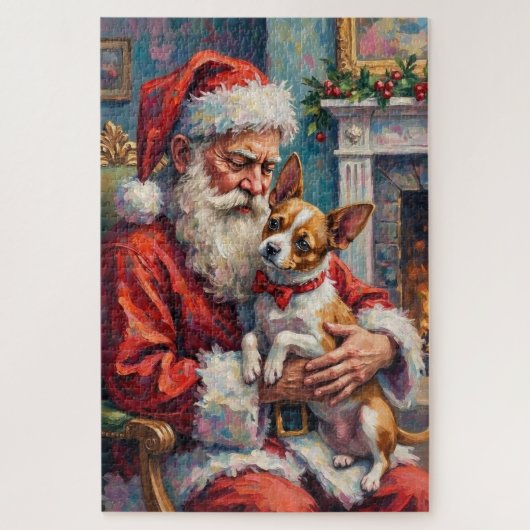 Weihnachtsmann mit Papillon-Weihnachtskunst Puzzle (Vertikal)