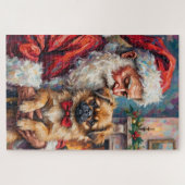 Weihnachtsmann mit Pekingeser Weihnachtskunst Puzzle (Horizontal)