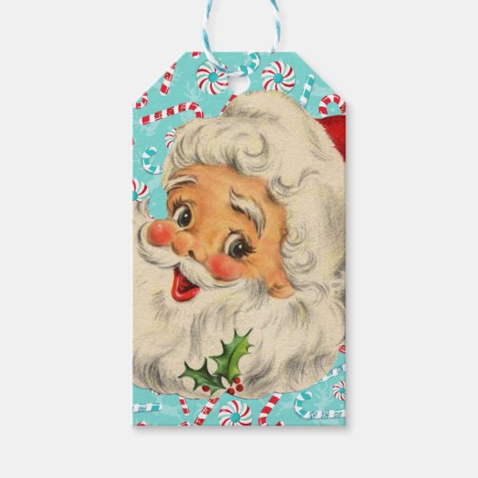 Weihnachtsmann mit Pfefferminz Geschenkanhänger (Vorderseite)