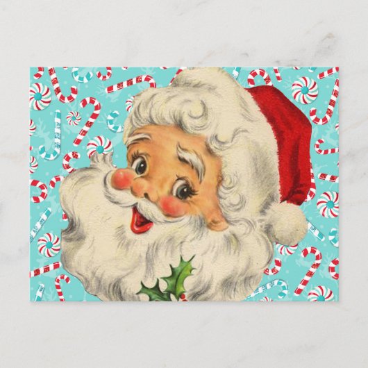 Weihnachtsmann mit Pfefferminz Postkarte (Vorderseite)
