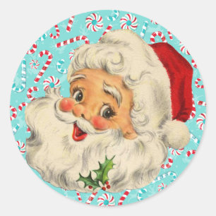 Weihnachtsmann mit Pfefferminz Runder Aufkleber