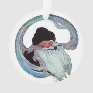 Weihnachtsmann mit Pfeife rauchend im Vintage-Stil Ornament
