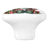 Weihnachtsmann mit Poinsettia Weihnachten Keramikknauf (Seitenansicht)