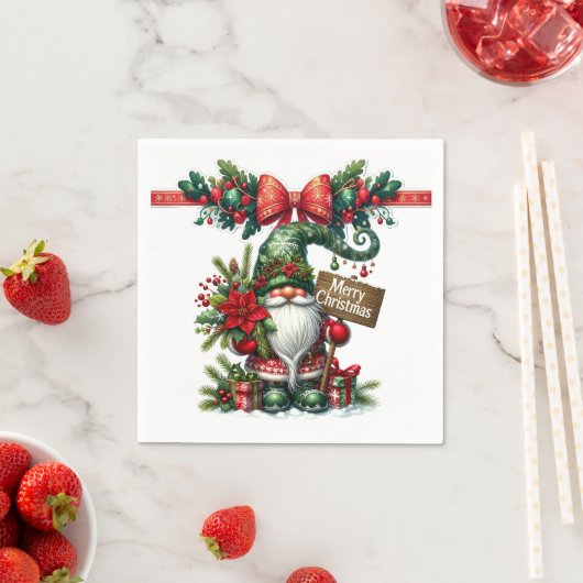 Weihnachtsmann mit Poinsettia Weihnachten Serviette (Beispiel)