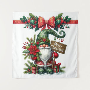 Weihnachtsmann mit Poinsettia Weihnachten Wandteppich