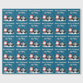 Weihnachtsmann mit Polizeiauto Cartoon Kinder Weih Geschenkpapier (Flach)