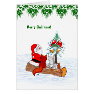 Weihnachtsmann mit Rabbit Fox und Eichhörnchen