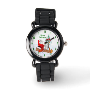 Weihnachtsmann mit Rabbit Fox und Eichhörnchen Armbanduhr