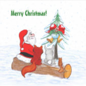 Weihnachtsmann mit Rabbit Fox und Eichhörnchen Aufkleber (Vorderseite)