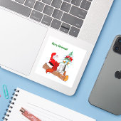 Weihnachtsmann mit Rabbit Fox und Eichhörnchen Aufkleber (Laptop mit iPhone)