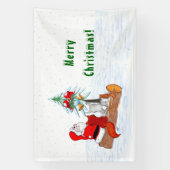 Weihnachtsmann mit Rabbit Fox und Eichhörnchen Banner (Vertikal)