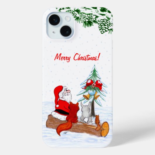 Weihnachtsmann mit Rabbit Fox und Eichhörnchen Case-Mate iPhone Hülle (Rückseite)