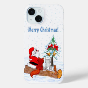 Weihnachtsmann mit Rabbit Fox und Eichhörnchen iPhone 15 Hülle