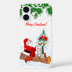Weihnachtsmann mit Rabbit Fox und Eichhörnchen iPhone 16 Hülle