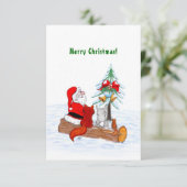 Weihnachtsmann mit Rabbit Fox und Eichhörnchen Dankeskarte (Stehend Vorderseite)