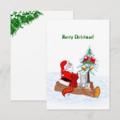 Weihnachtsmann mit Rabbit Fox und Eichhörnchen Dankeskarte (Vorne/Hinten)