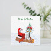 Weihnachtsmann mit Rabbit Fox und Eichhörnchen Dankeskarte (Stehend Vorderseite)