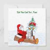 Weihnachtsmann mit Rabbit Fox und Eichhörnchen Dankeskarte (Vorderseite)