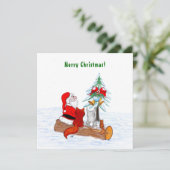Weihnachtsmann mit Rabbit Fox und Eichhörnchen Dankeskarte (Stehend Vorderseite)