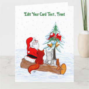 Weihnachtsmann mit Rabbit Fox und Eichhörnchen Dankeskarte