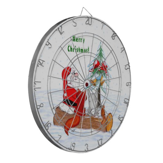 Weihnachtsmann mit Rabbit Fox und Eichhörnchen Dartscheibe (Vorderseite Links)