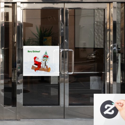Weihnachtsmann mit Rabbit Fox und Eichhörnchen Fensteraufkleber (Büro Tür)