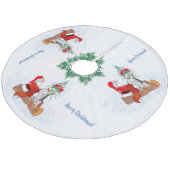 Weihnachtsmann mit Rabbit Fox und Eichhörnchen Fleece Weihnachtsbaumdecke (Schrägansicht)