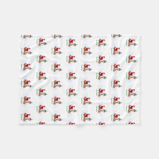 Weihnachtsmann mit Rabbit Fox und Eichhörnchen Fleecedecke (Vorderseite (Horizontal))