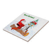 Weihnachtsmann mit Rabbit Fox und Eichhörnchen Fliese (Seite)