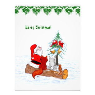 Weihnachtsmann mit Rabbit Fox und Eichhörnchen Fotodruck