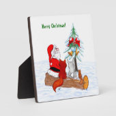 Weihnachtsmann mit Rabbit Fox und Eichhörnchen Fotoplatte (Vorderseite)