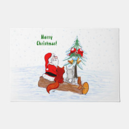 Weihnachtsmann mit Rabbit Fox und Eichhörnchen Fußmatte