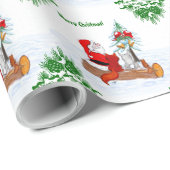 Weihnachtsmann mit Rabbit Fox und Eichhörnchen Geschenkpapier (Rolleneckpunkt)