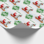 Weihnachtsmann mit Rabbit Fox und Eichhörnchen Geschenkpapier (Ecke)