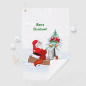 Weihnachtsmann mit Rabbit Fox und Eichhörnchen Golfhandtuch (Insitu)