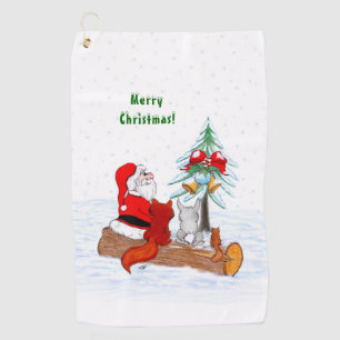 Weihnachtsmann mit Rabbit Fox und Eichhörnchen Golfhandtuch