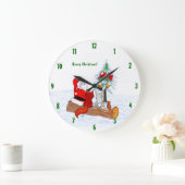 Weihnachtsmann mit Rabbit Fox und Eichhörnchen Große Wanduhr (Zuhause)