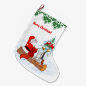 Weihnachtsmann mit Rabbit Fox und Eichhörnchen Großer Weihnachtsstrumpf (Vorderansicht (hängend))