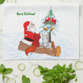 Weihnachtsmann mit Rabbit Fox und Eichhörnchen Handtuch (Gefaltet)