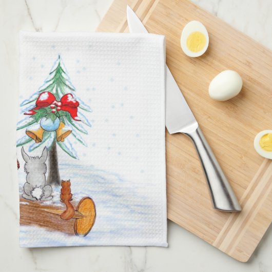 Weihnachtsmann mit Rabbit Fox und Eichhörnchen Handtuch (Viertel Falte)