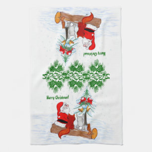 Weihnachtsmann mit Rabbit Fox und Eichhörnchen Handtuch
