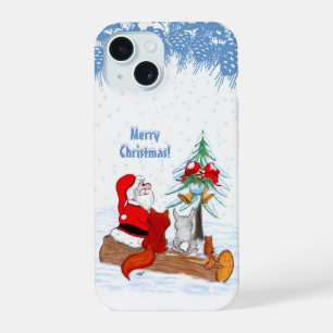Weihnachtsmann mit Rabbit Fox und Eichhörnchen iPhone 15 Hülle