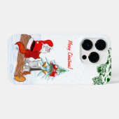 Weihnachtsmann mit Rabbit Fox und Eichhörnchen iPhone Hülle (Rückseite (Horizontal))