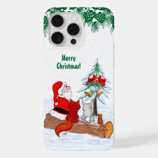 Weihnachtsmann mit Rabbit Fox und Eichhörnchen iPhone Hülle (Rückseite)